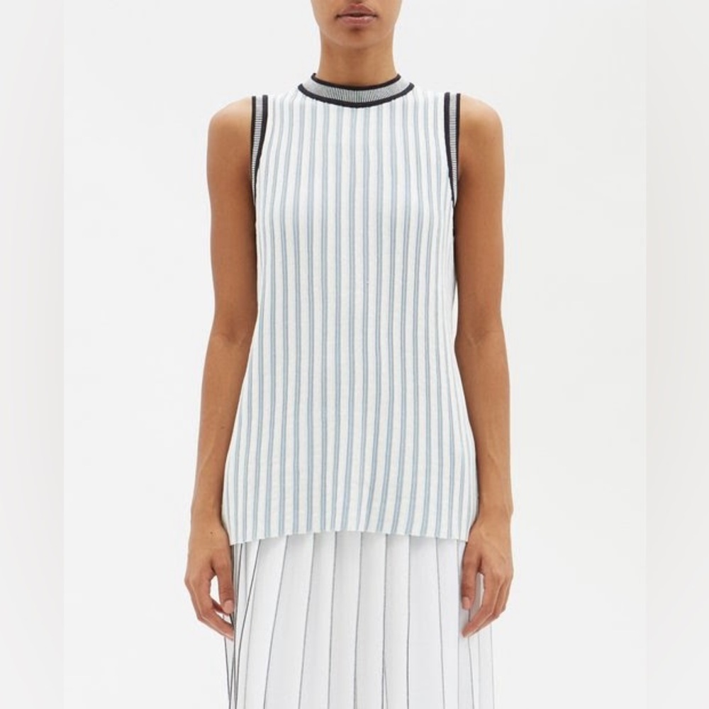 Falke / Silk-Blend Striped Blue Tank Top / XS/S